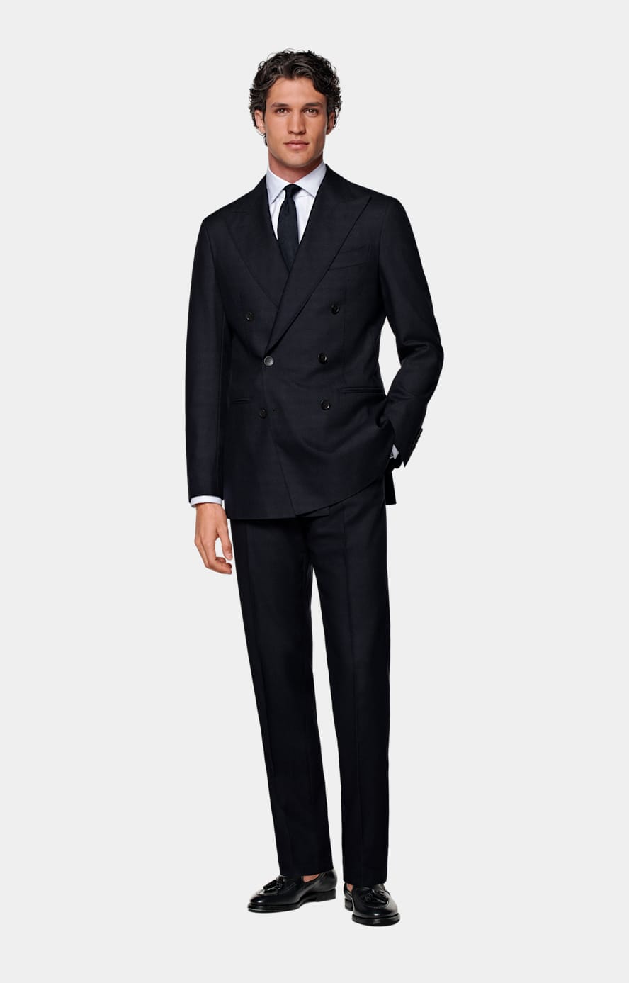 Navy Straight Leg Suit Trousers
