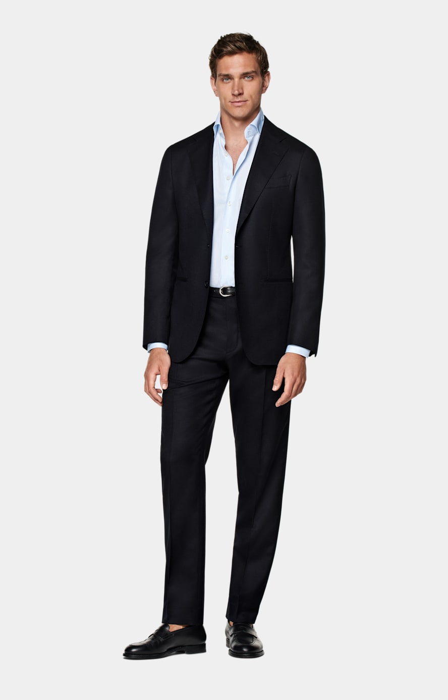 Navy Straight Leg Suit Trousers