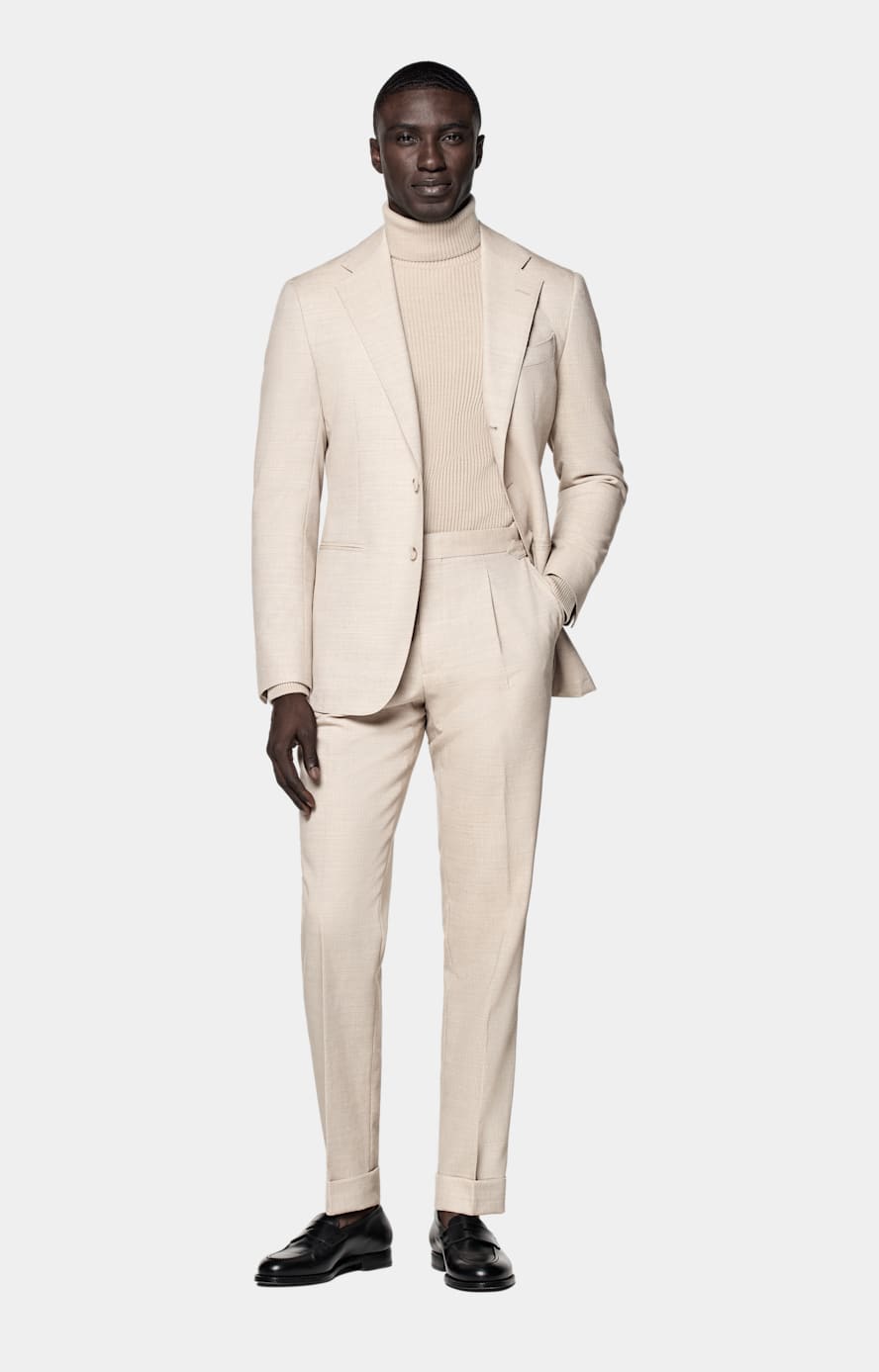 Sand Slim Leg Tapered Pants in Pure 4 Ply Traveller Wool SUITSUPPLY SUITSUPPLY US