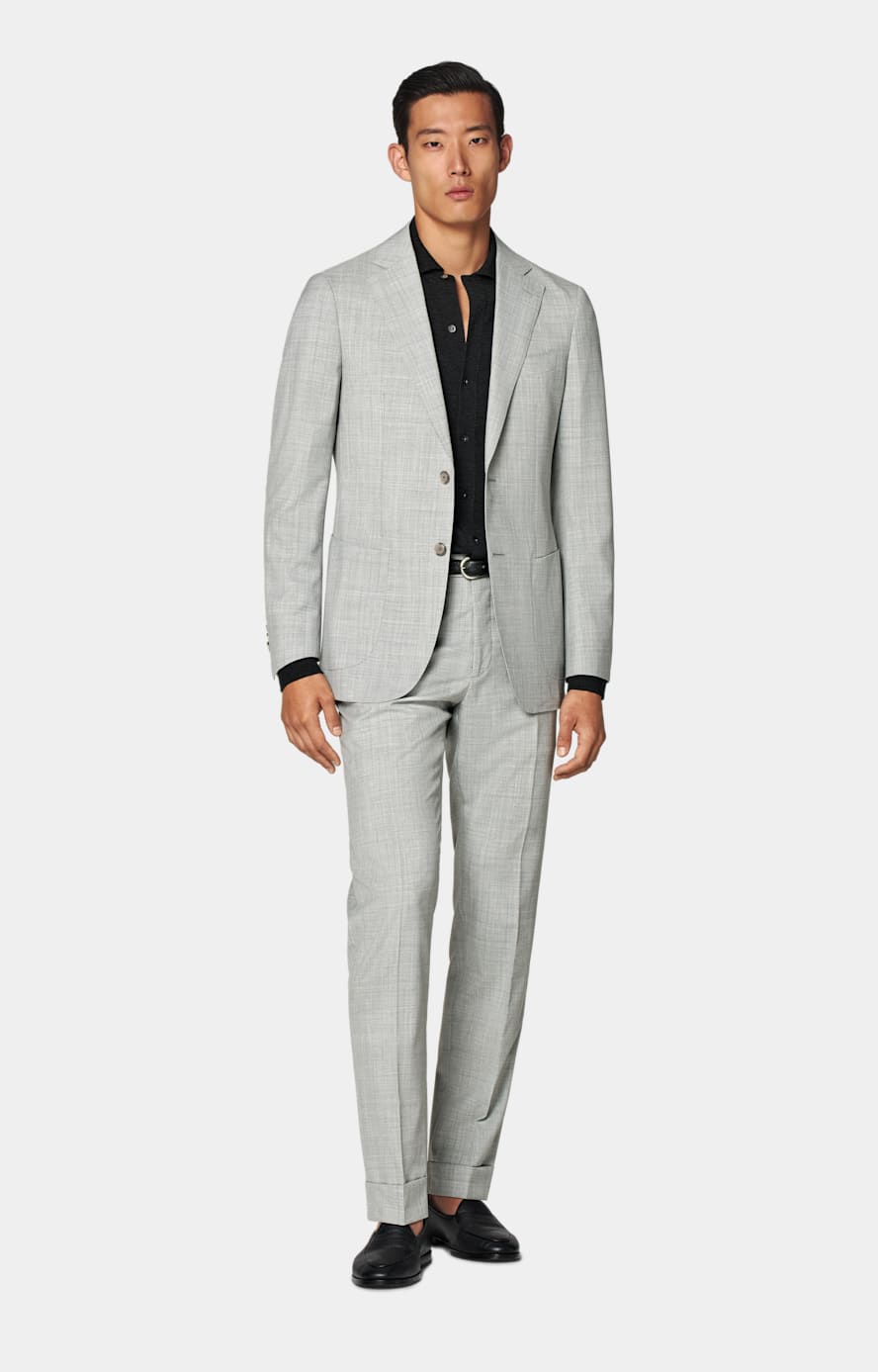 Light Grey Slim Leg Tapered Suit Trousers