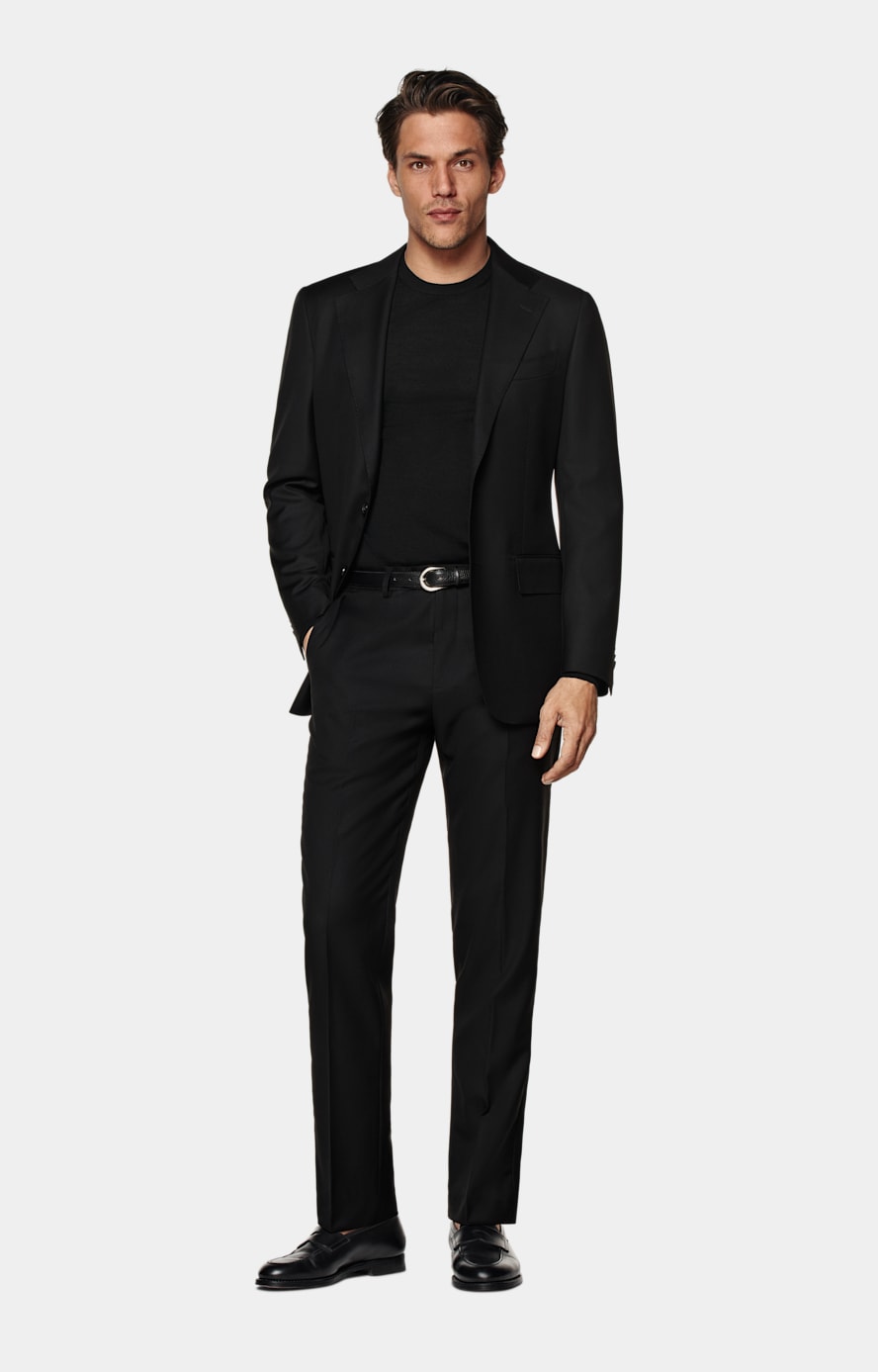 Jersey cuello redondo negro merino