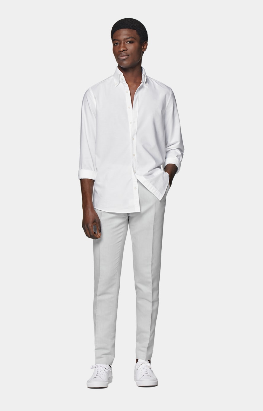 Pantaloni da abito grigio chiaro slim leg straight