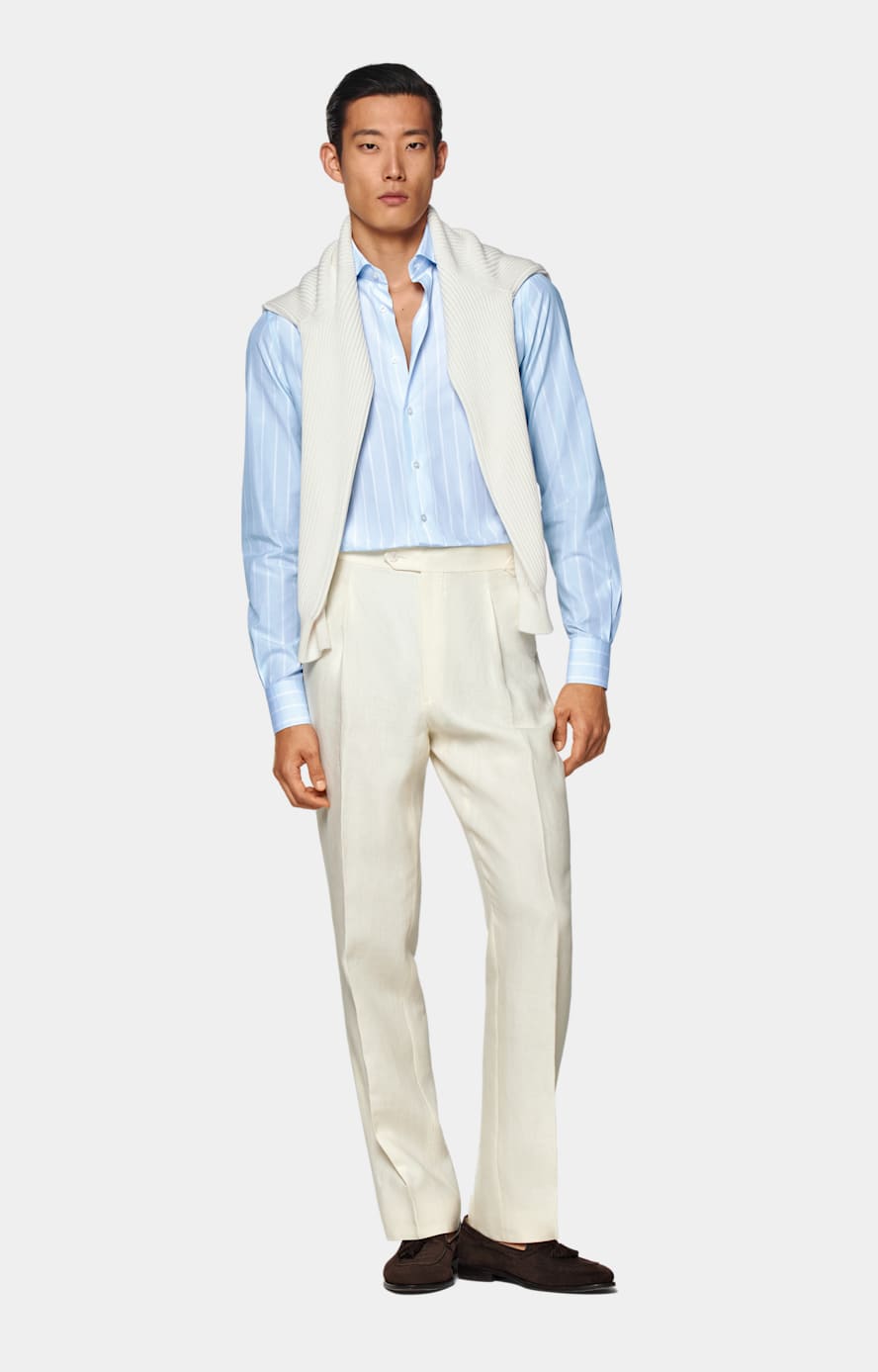 Slim fit striped poplin shirt hot sale