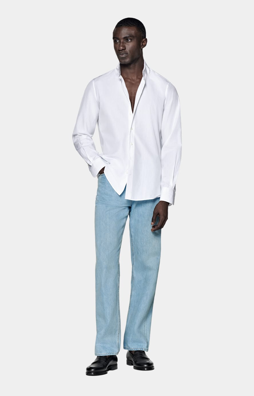  Light Blue Slim Leg Tapered Jeans
