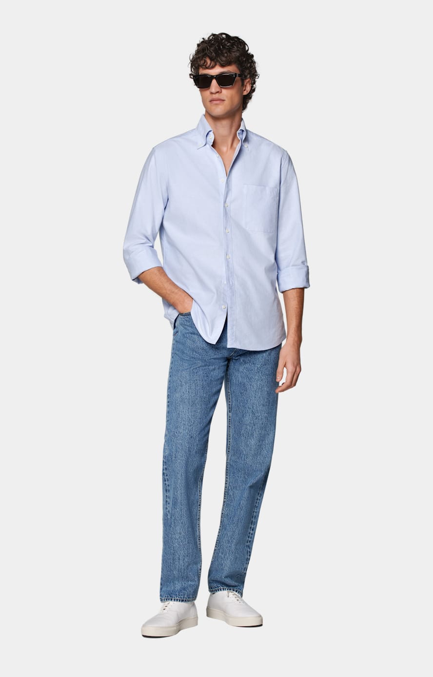 Chemise coupe ajustée en oxford bleu clair