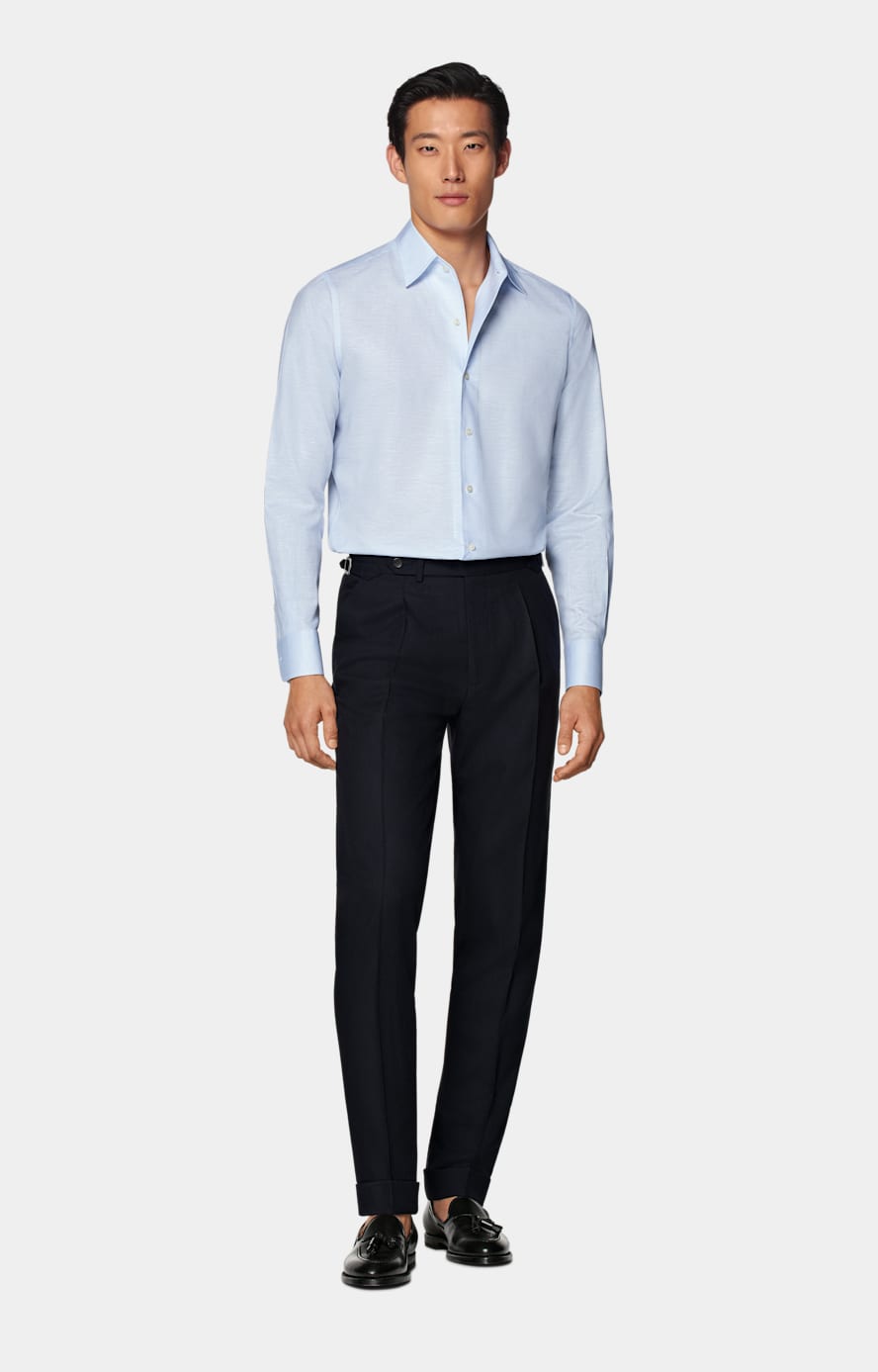 Navy Slim Leg Tapered Suit Trousers