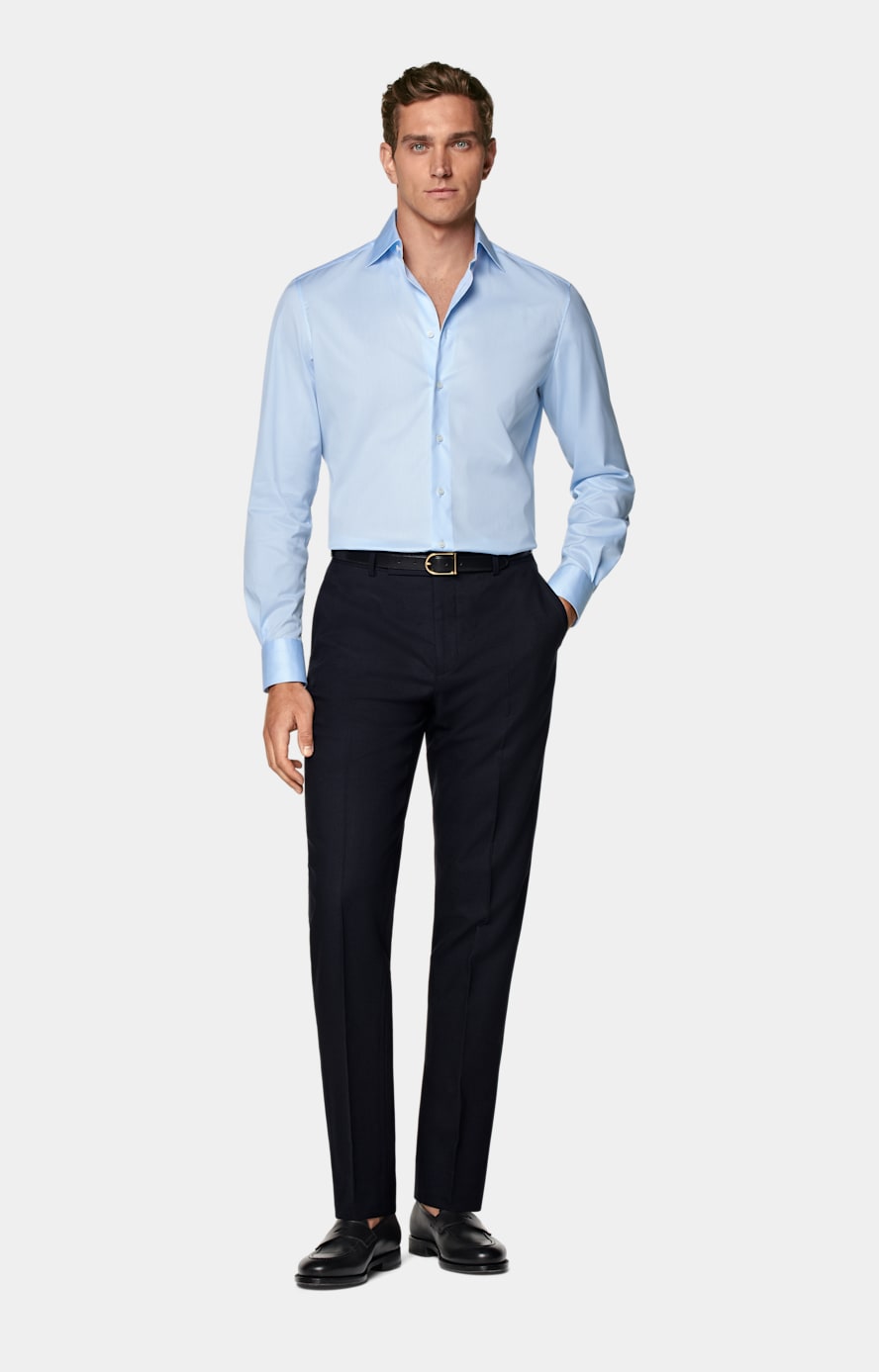 Light Blue Twill Tailored Fit Shirt