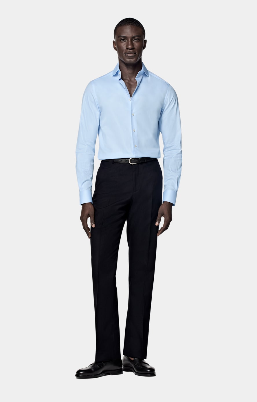 Camicia azzurra in twill tailored fit
