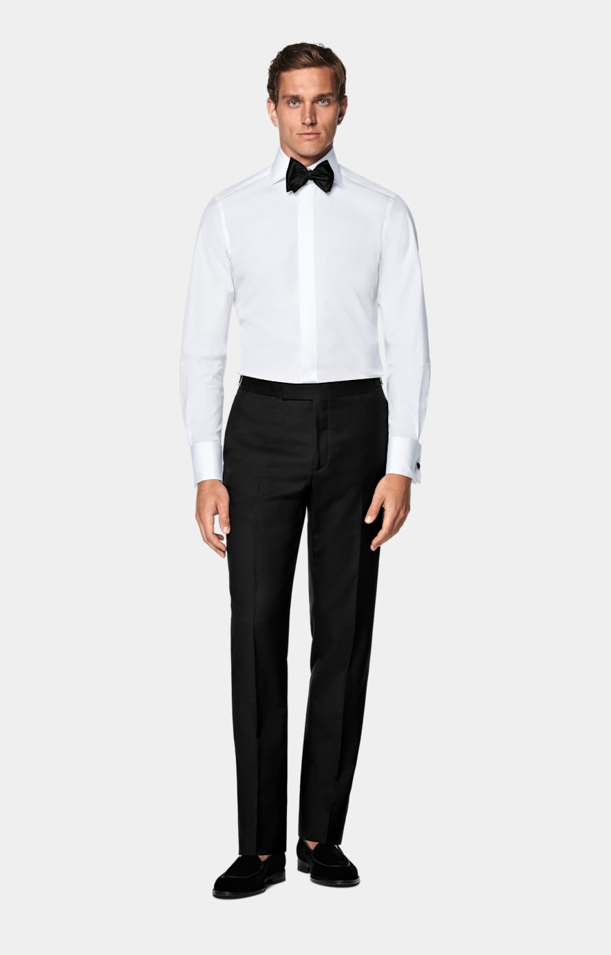 White Twill Tailored Fit Tuxedo Shirt