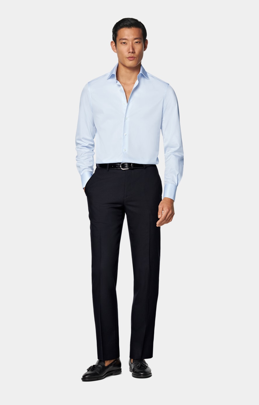 Light Blue Twill Tailored Fit Shirt