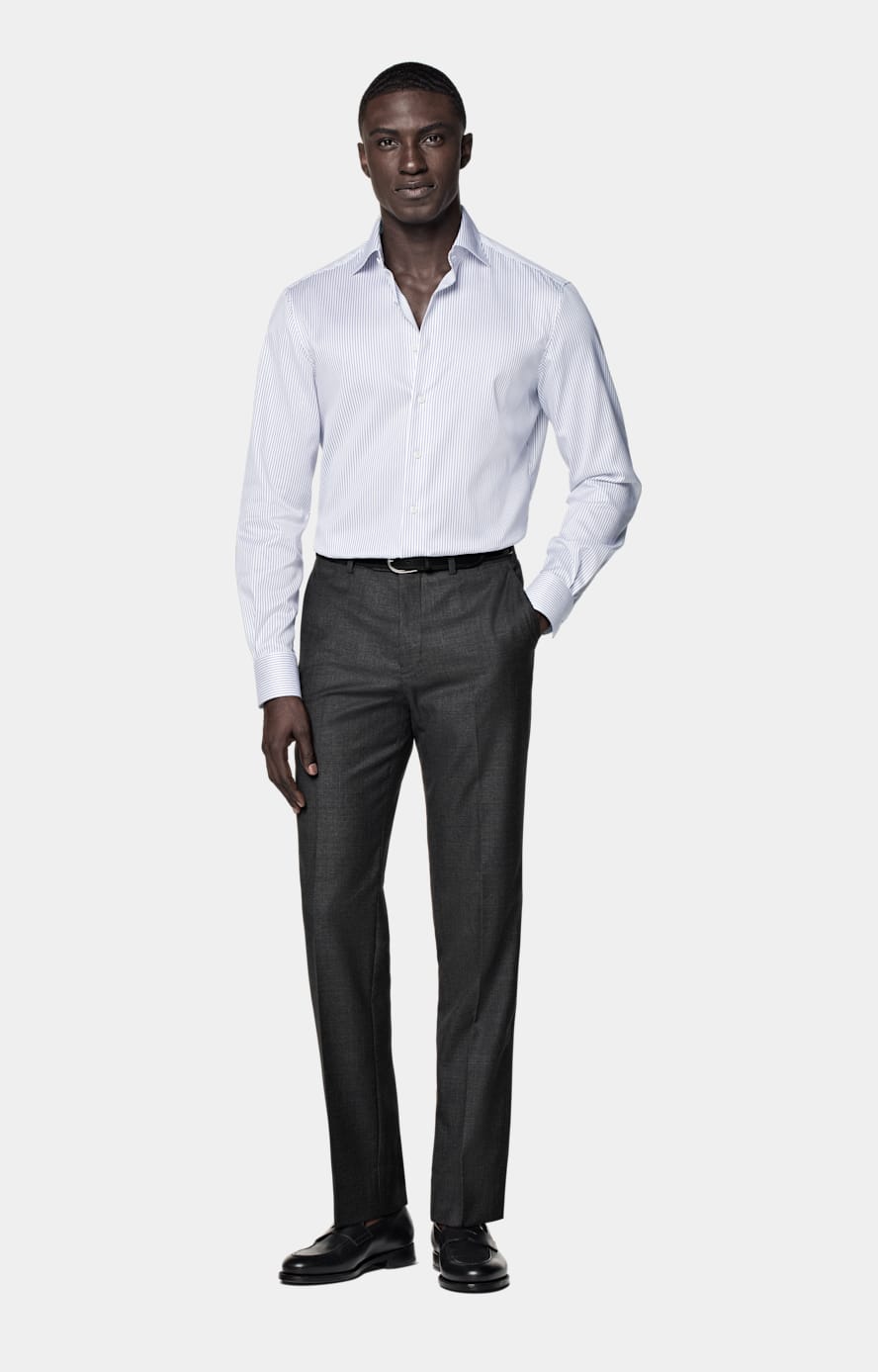 Dark Grey Slim Leg Straight Suit Trousers