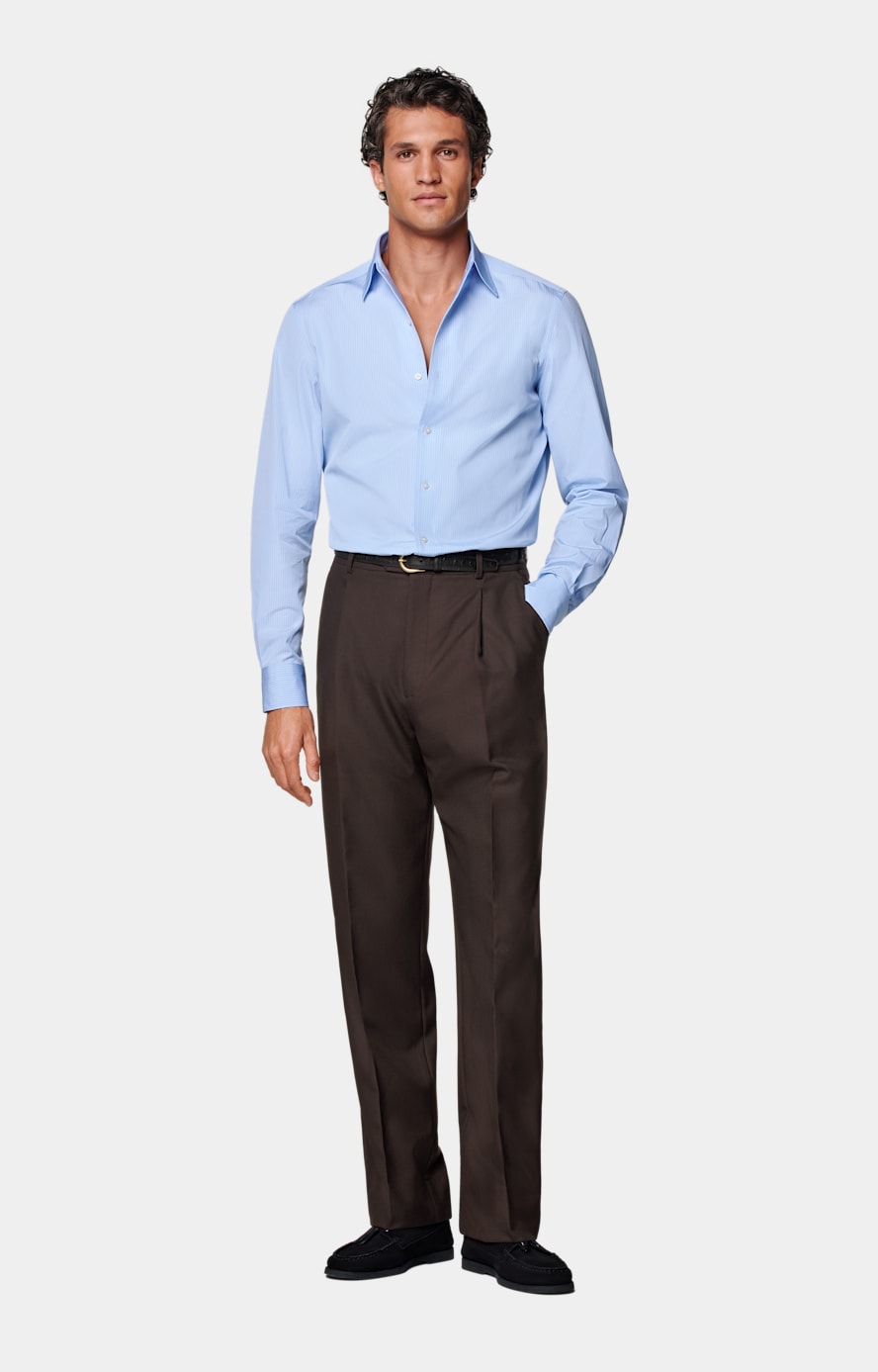 Hemd mittelblau gestreift Tailored Fit