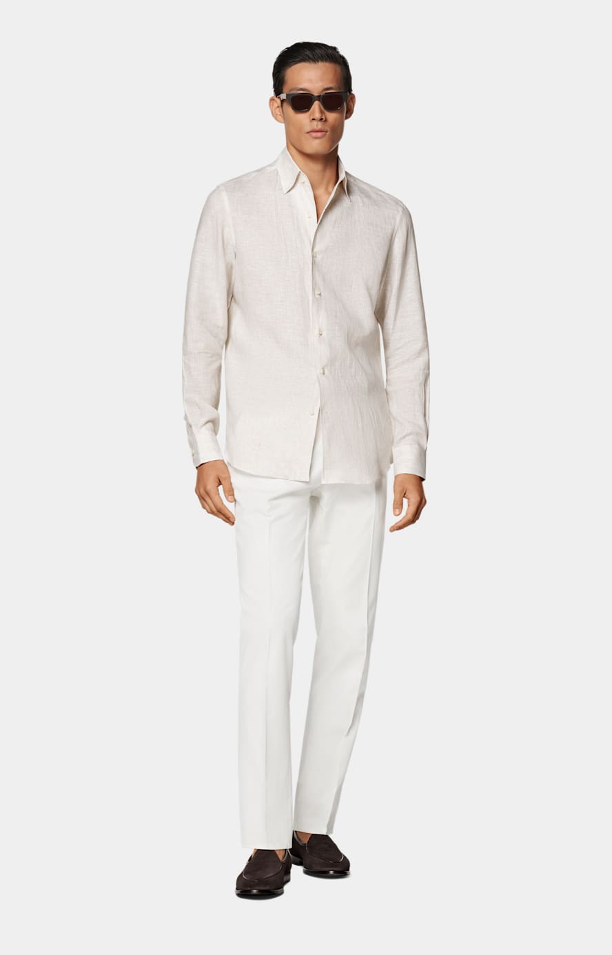 Sand Striped Tailored Fit Shirt