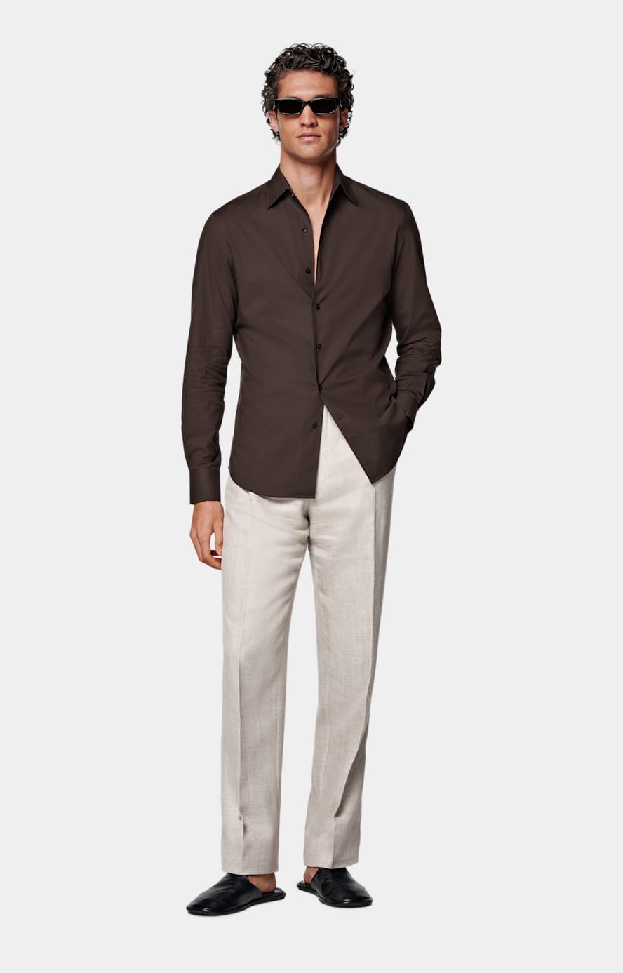 Brown Tailored Fit Shirt