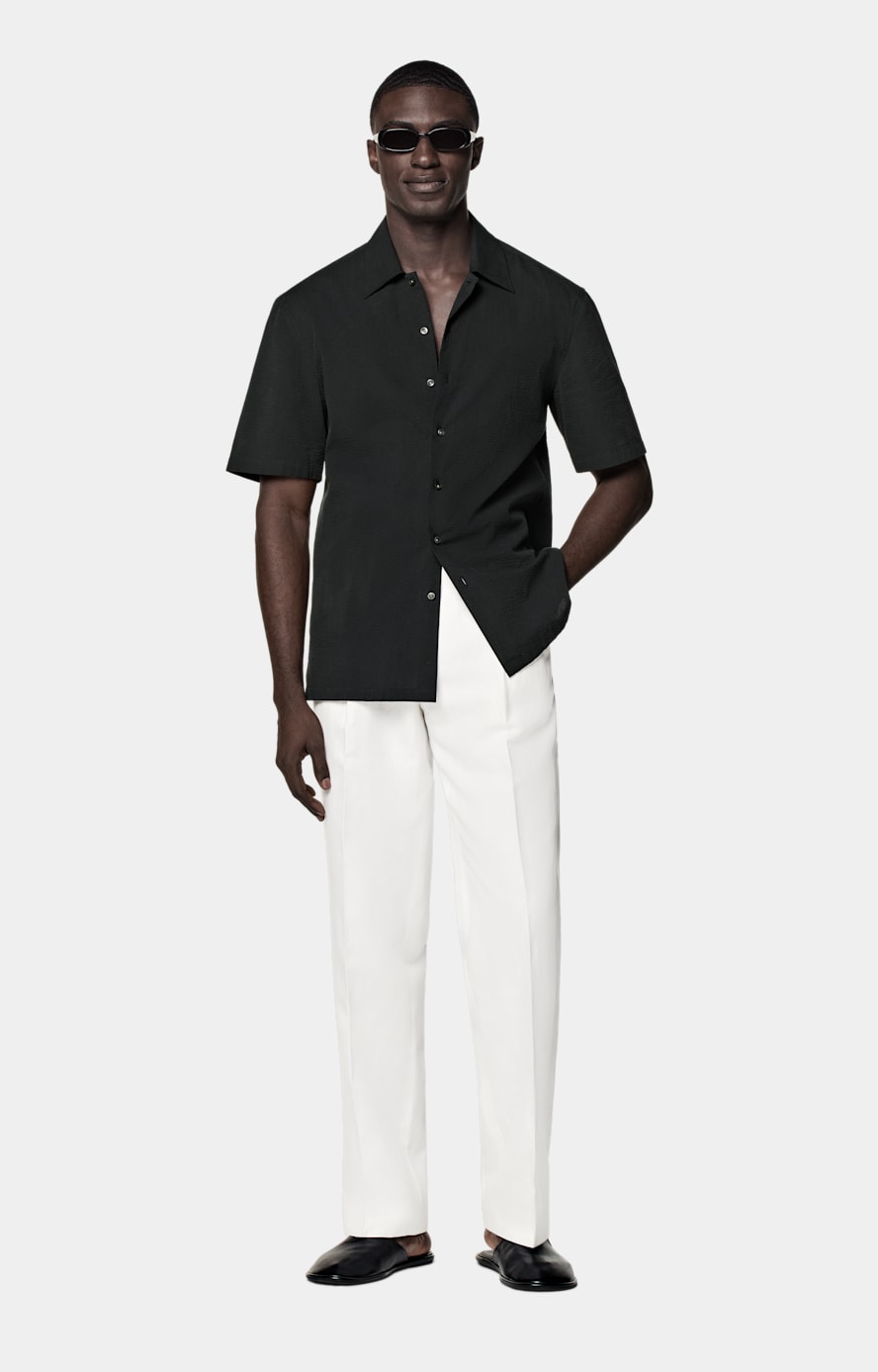 Black Tailored Fit Short Sleeve Shirt