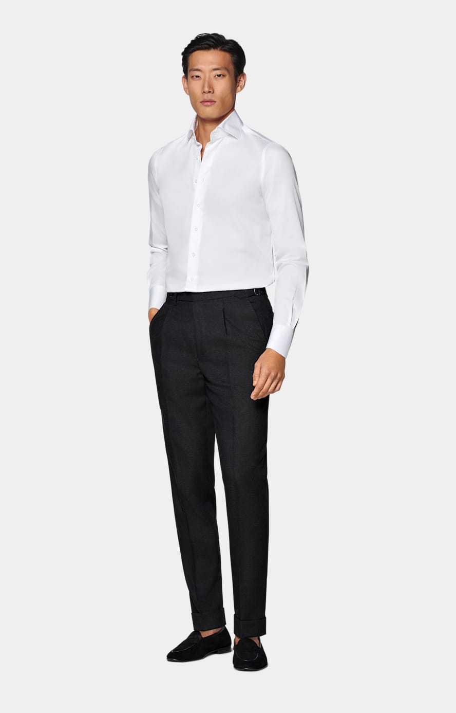 Dark Grey Slim Leg Tapered Trousers