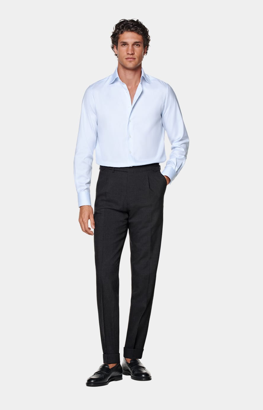 Dark Grey Slim Leg Tapered Trousers