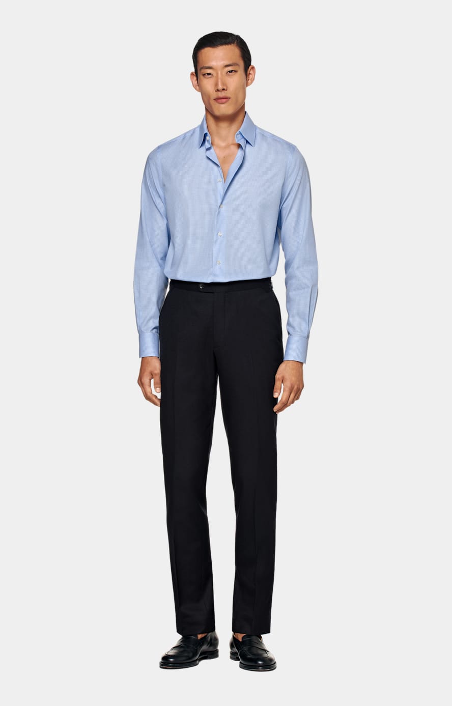 Navy Slim Leg Straight Pants in Pure S120's Wool Flannel | SUITSUPPLY |  SUITSUPPLY US
