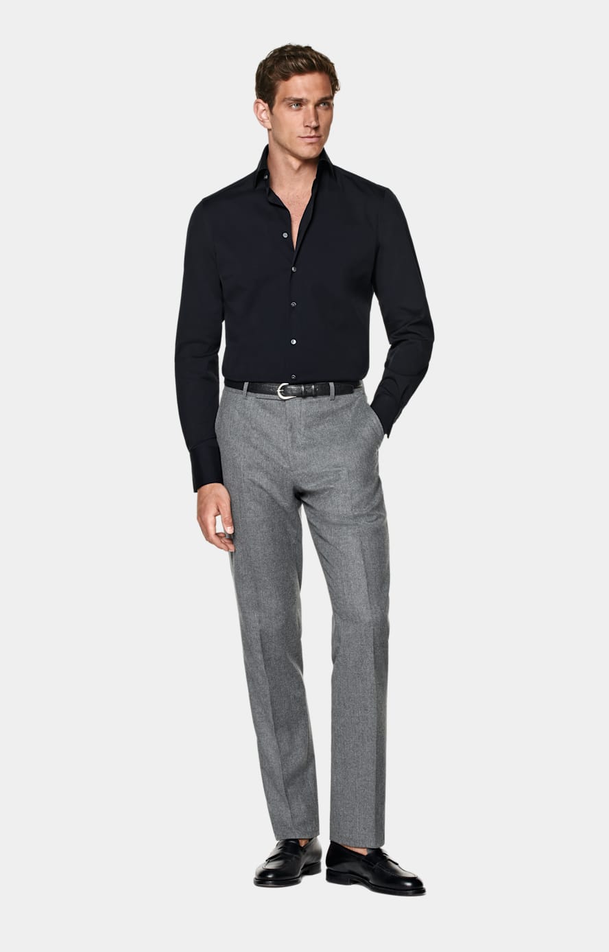 Navy Poplin Tailored Fit Shirt