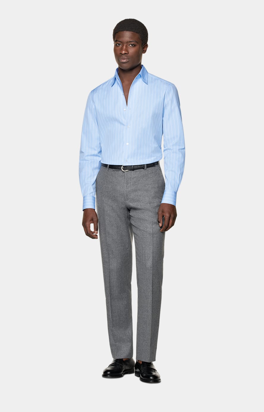 Hemd hellblau gestreift Tailored Fit