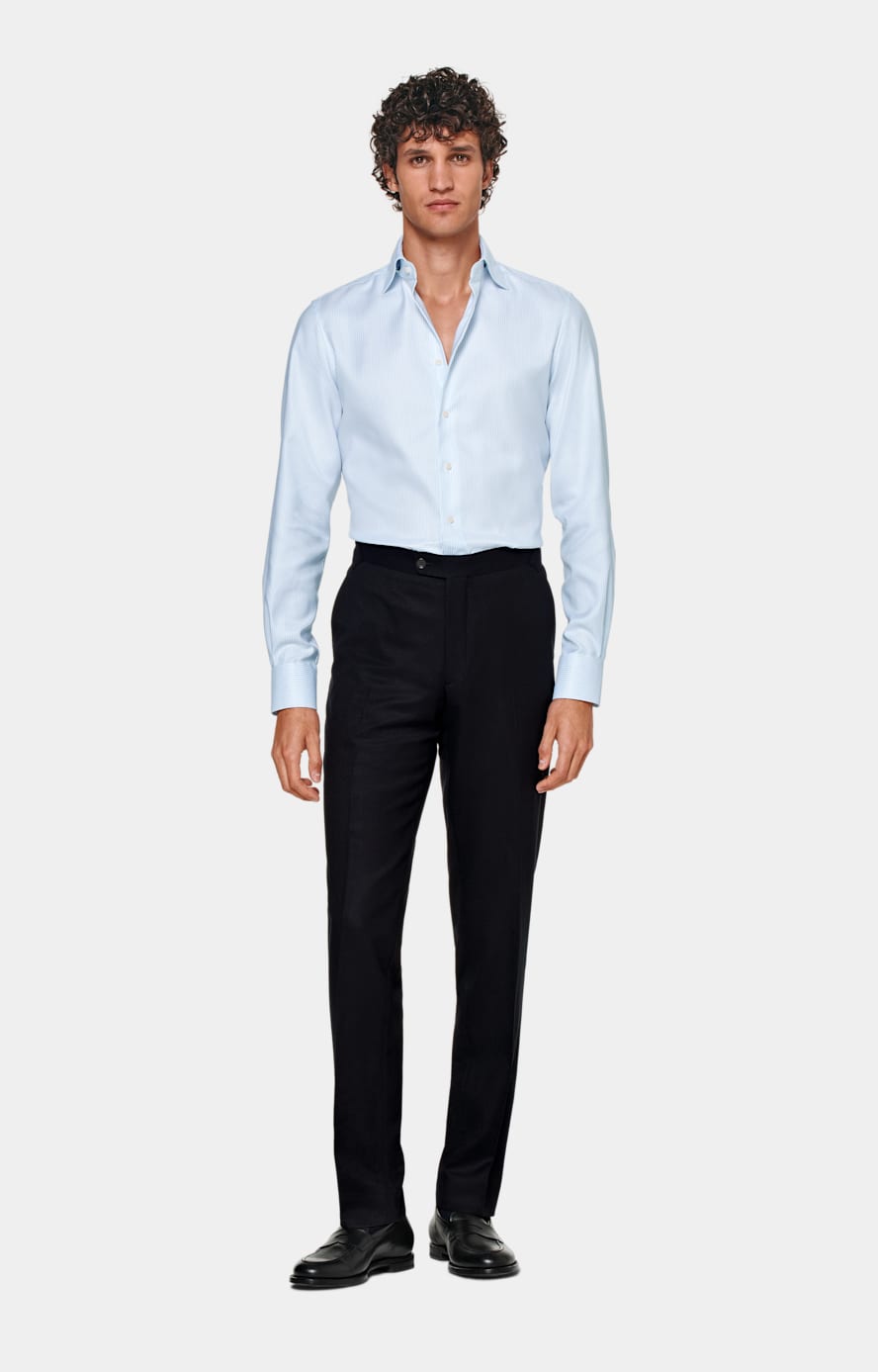 Oxford Hemd hellblau gestreift Extra Slim Fit