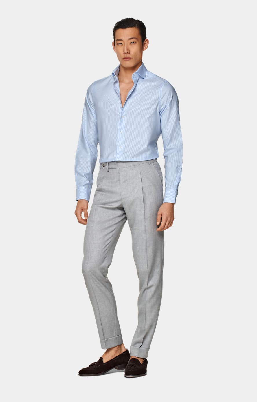 Oxford Hemd hellblau gestreift Extra Slim Fit