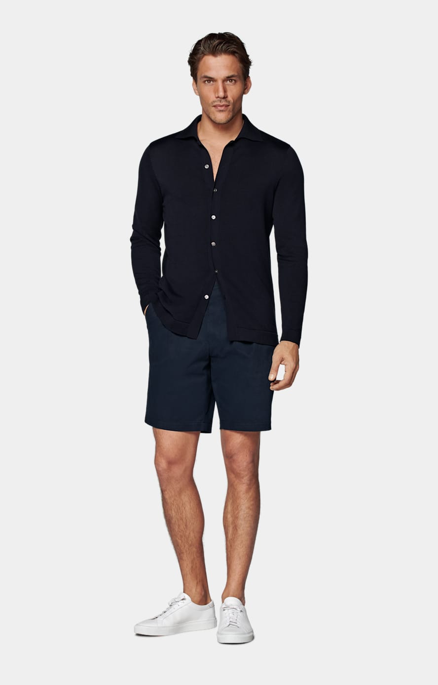 Navy Long Sleeve Polo Cardigan