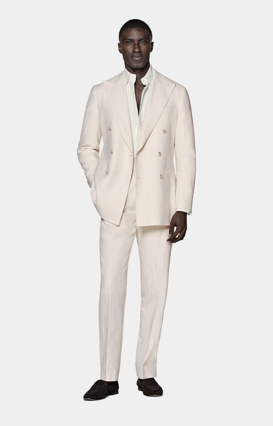 Havana Anzug off-white gestreift Tailored Fit