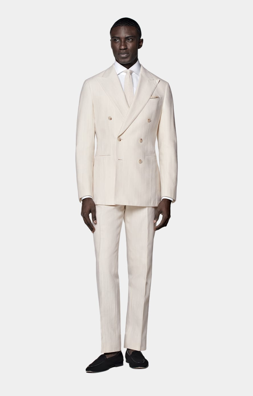 Havana Anzug off-white gestreift Tailored Fit