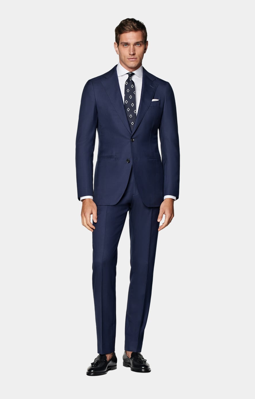 Navy Checked Tailored Fit Havana Suit