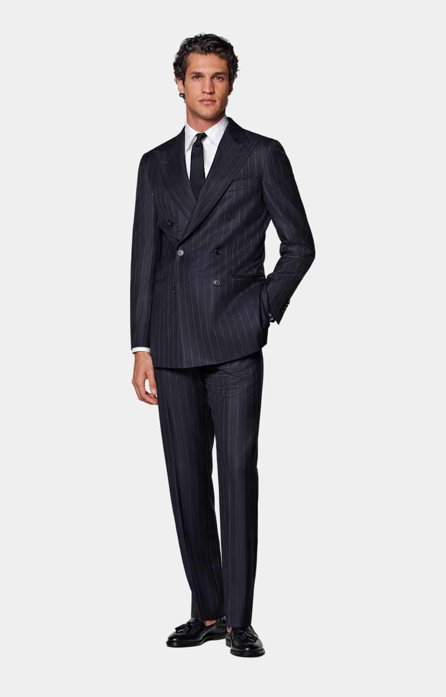 Navy Striped Tailored Fit Havana Suit