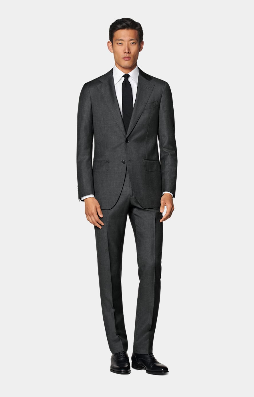 Traje Havana gris oscuro pata de gallo corte Tailored