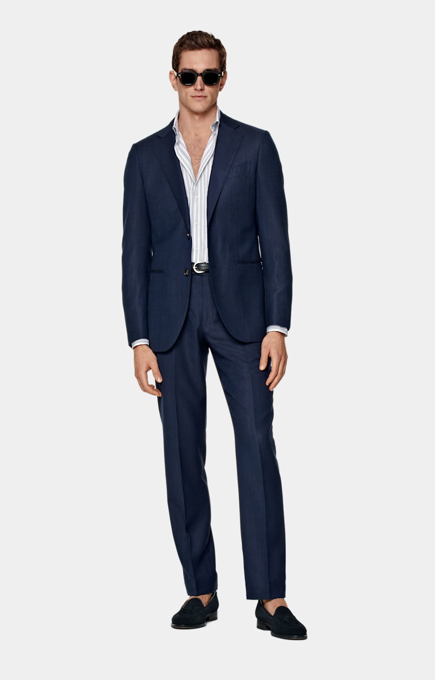 Navy Striped Slim Fit Shirt