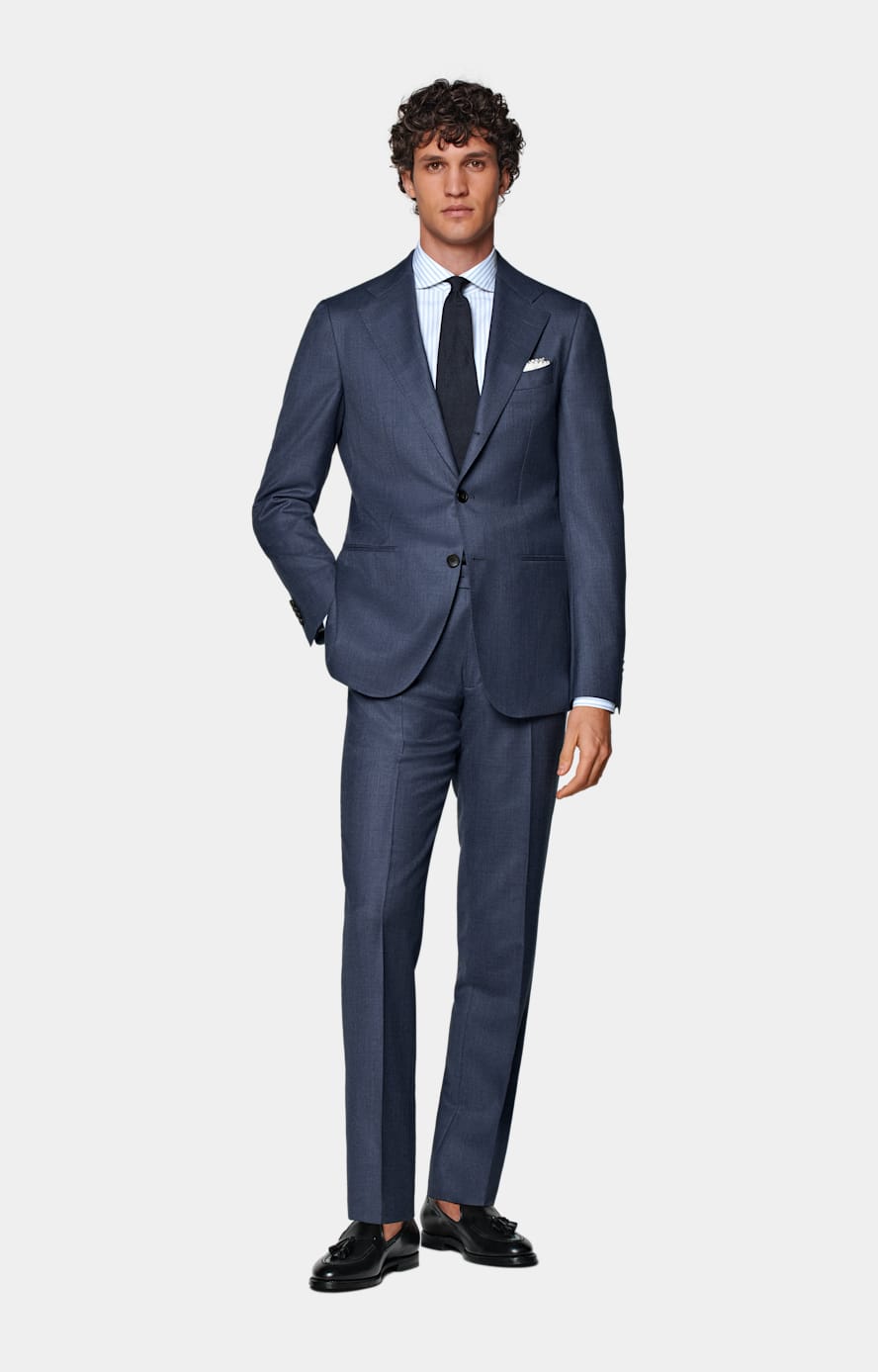 Camicia blu popeline a righe vestibilità slim