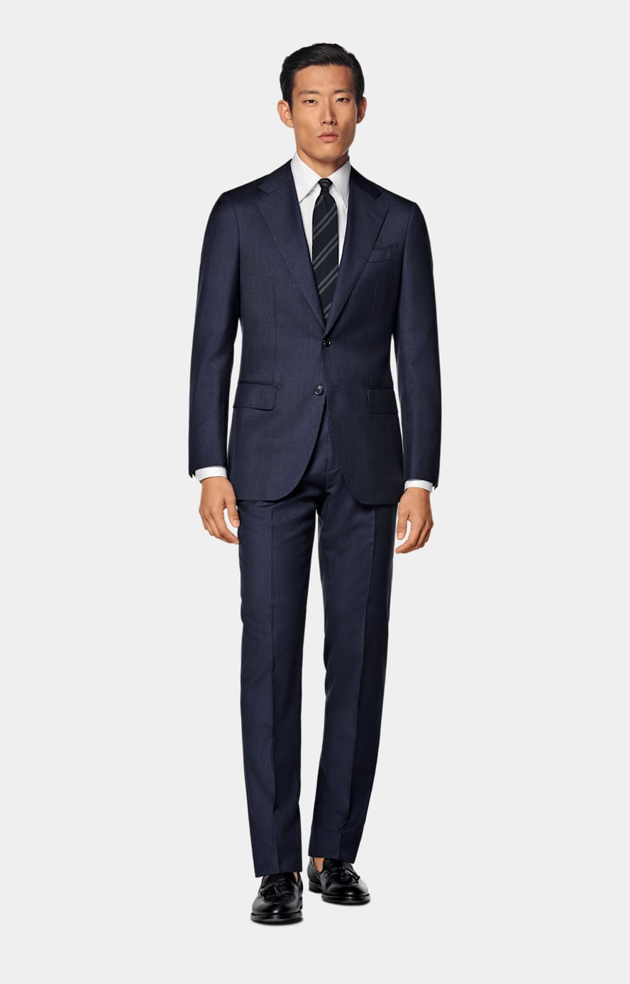 Navy Houndstooth Tailored Fit Havana Suit