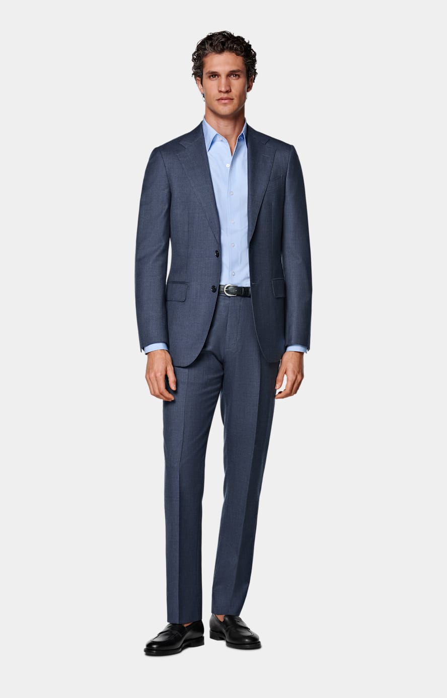 Hemd mittelblau gestreift Tailored Fit