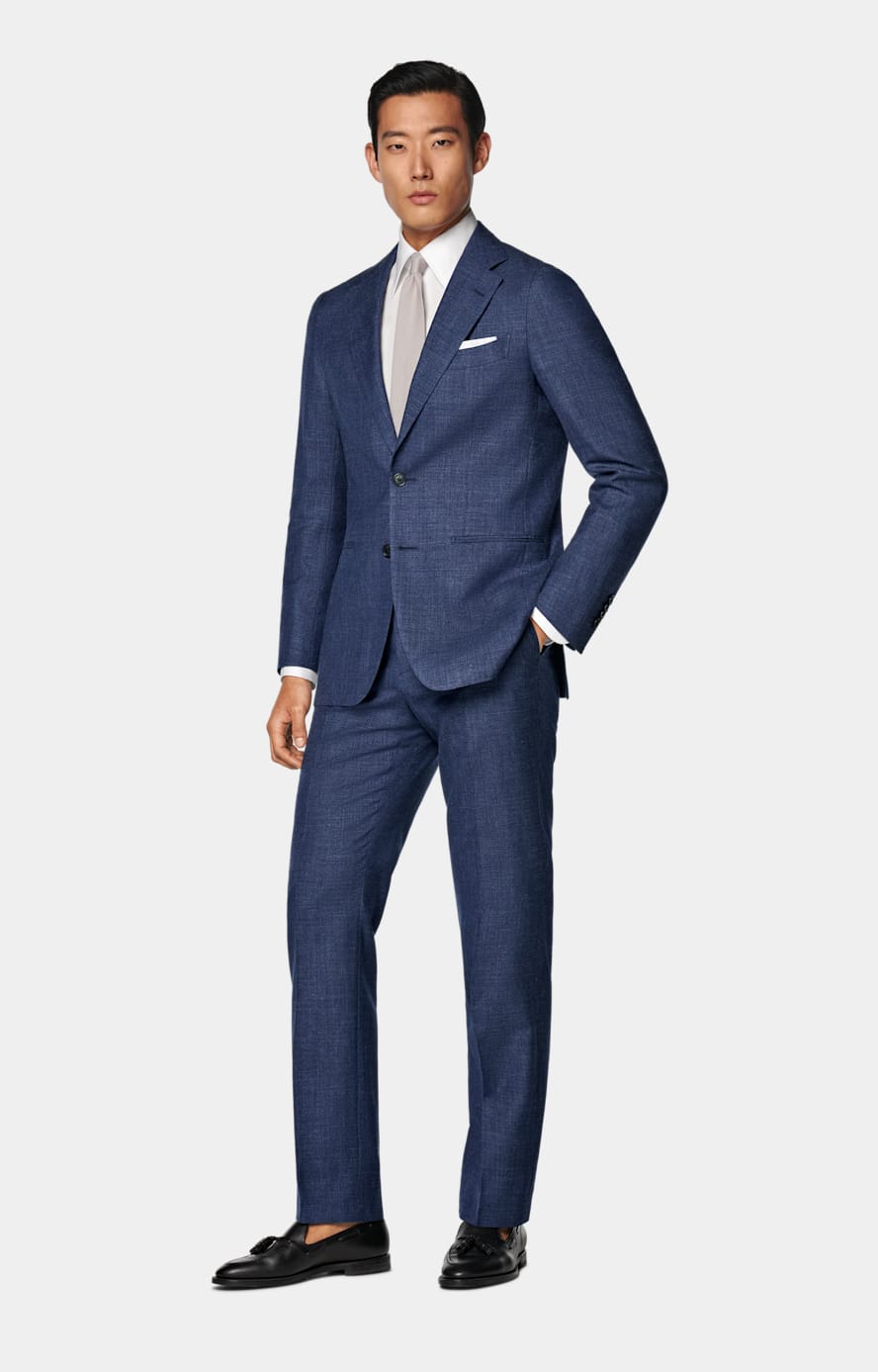Mid Blue Tailored Fit Havana Suit