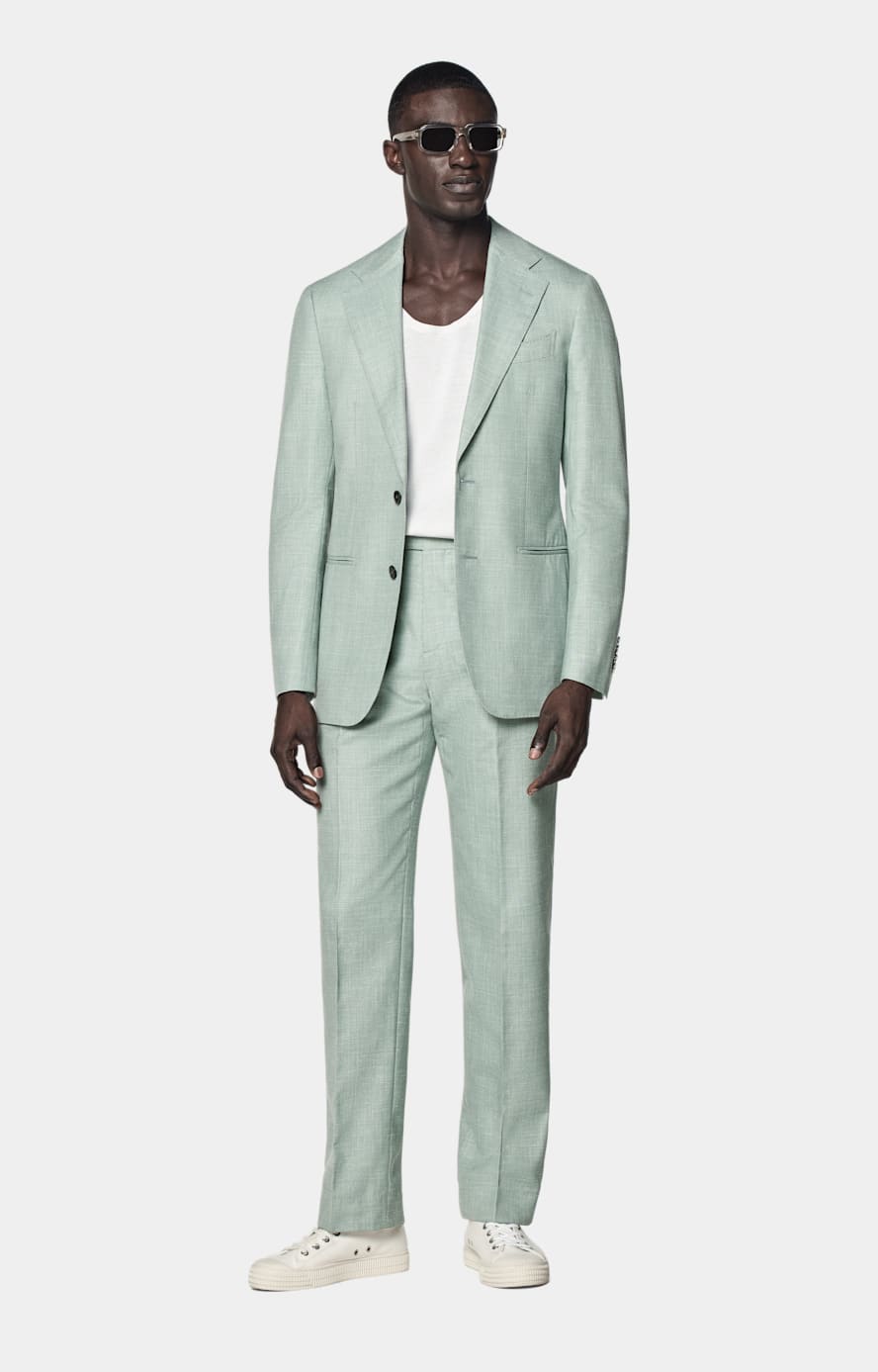 Light Green Tailored Fit Havana Suit