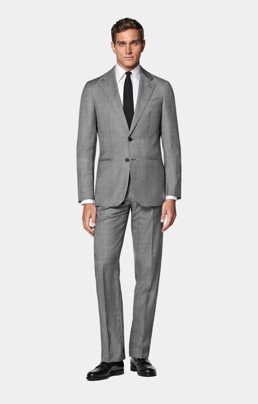 Mid Grey Checked Tailored Fit Havana Suit