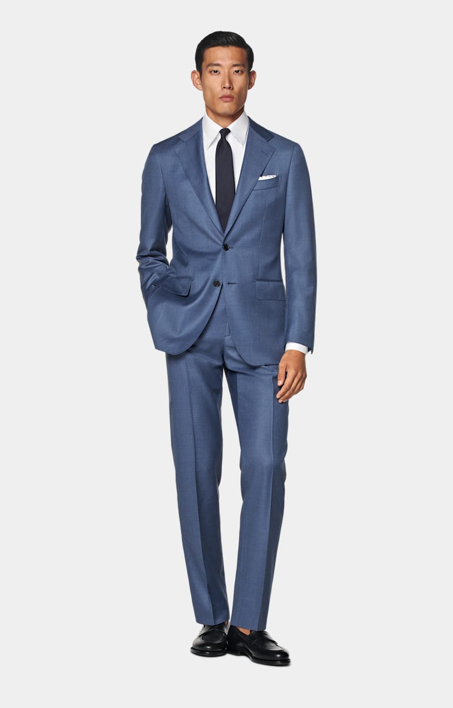 Mid Blue Tailored Fit Havana Suit