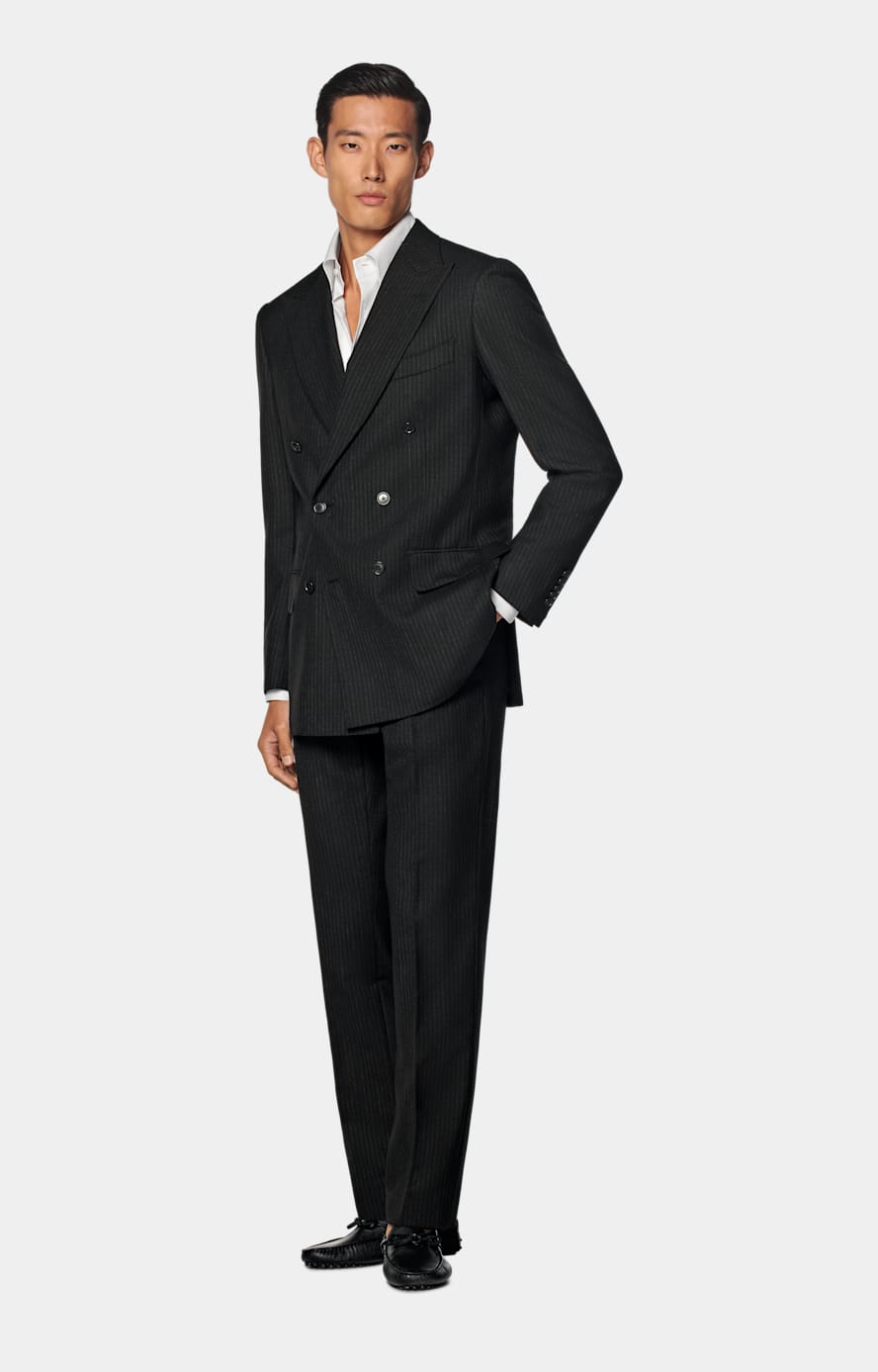 Black Striped Tailored Fit Milano Suit