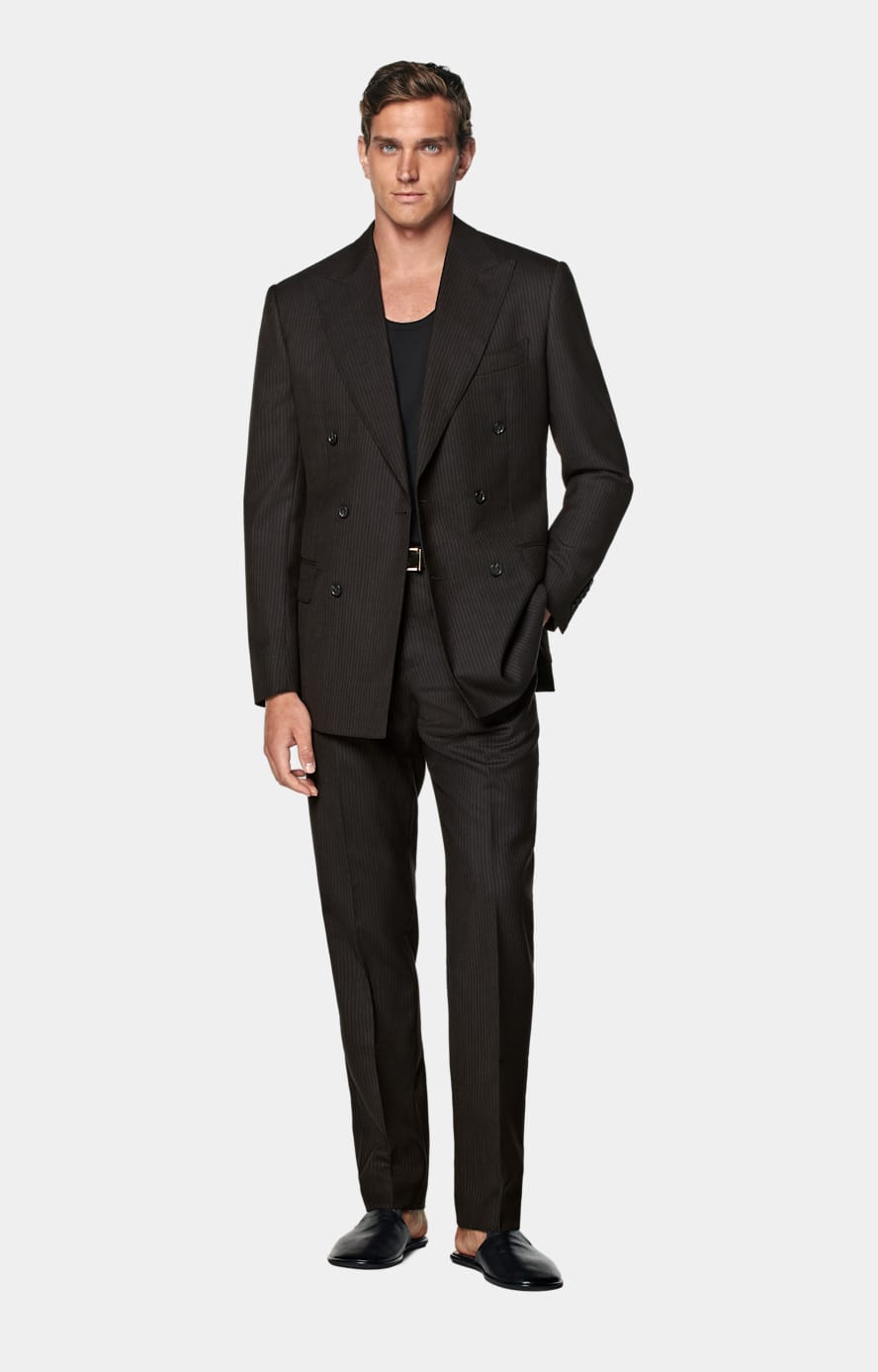 Black Striped Tailored Fit Milano Suit