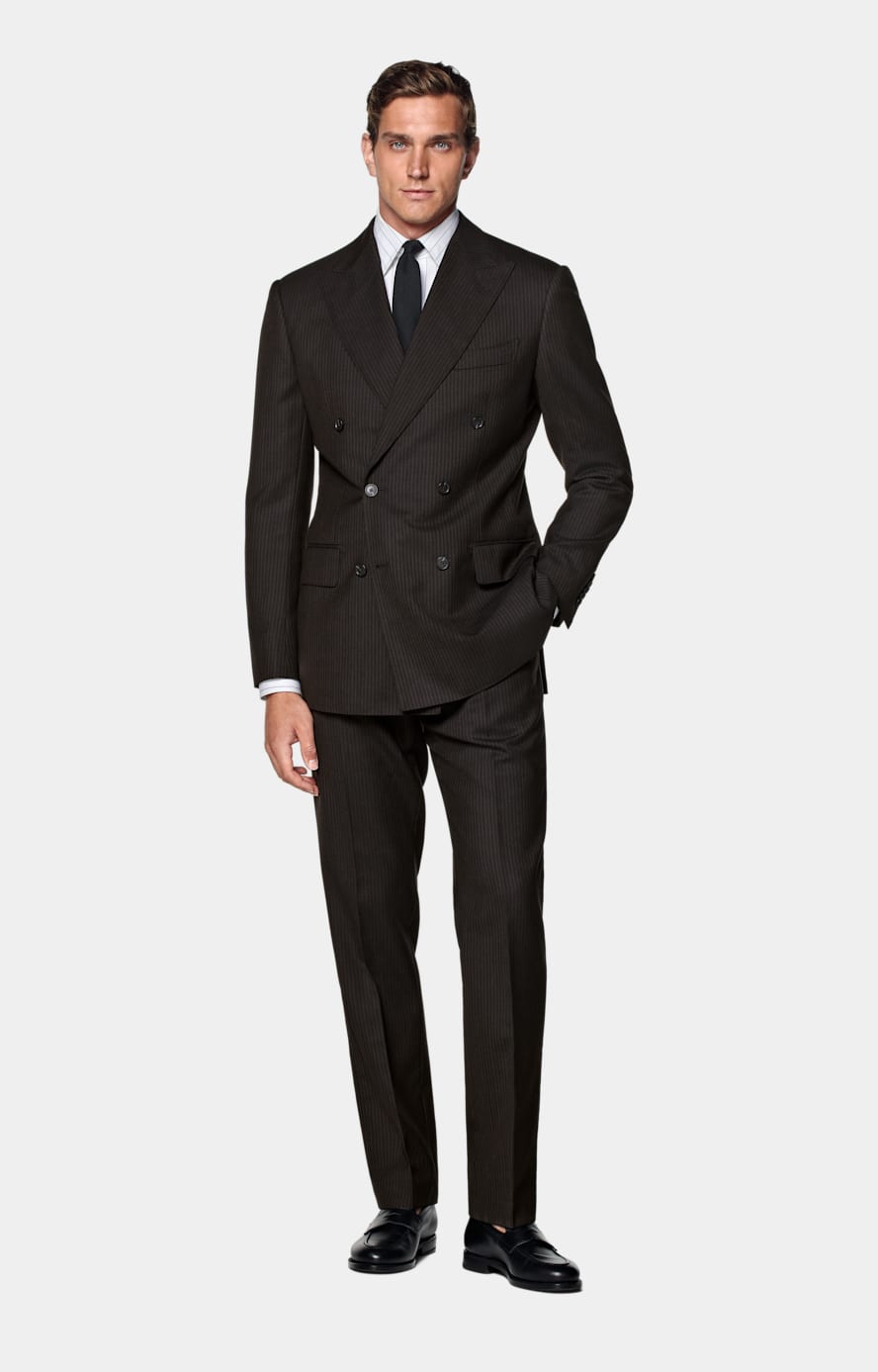 Black Striped Tailored Fit Milano Suit