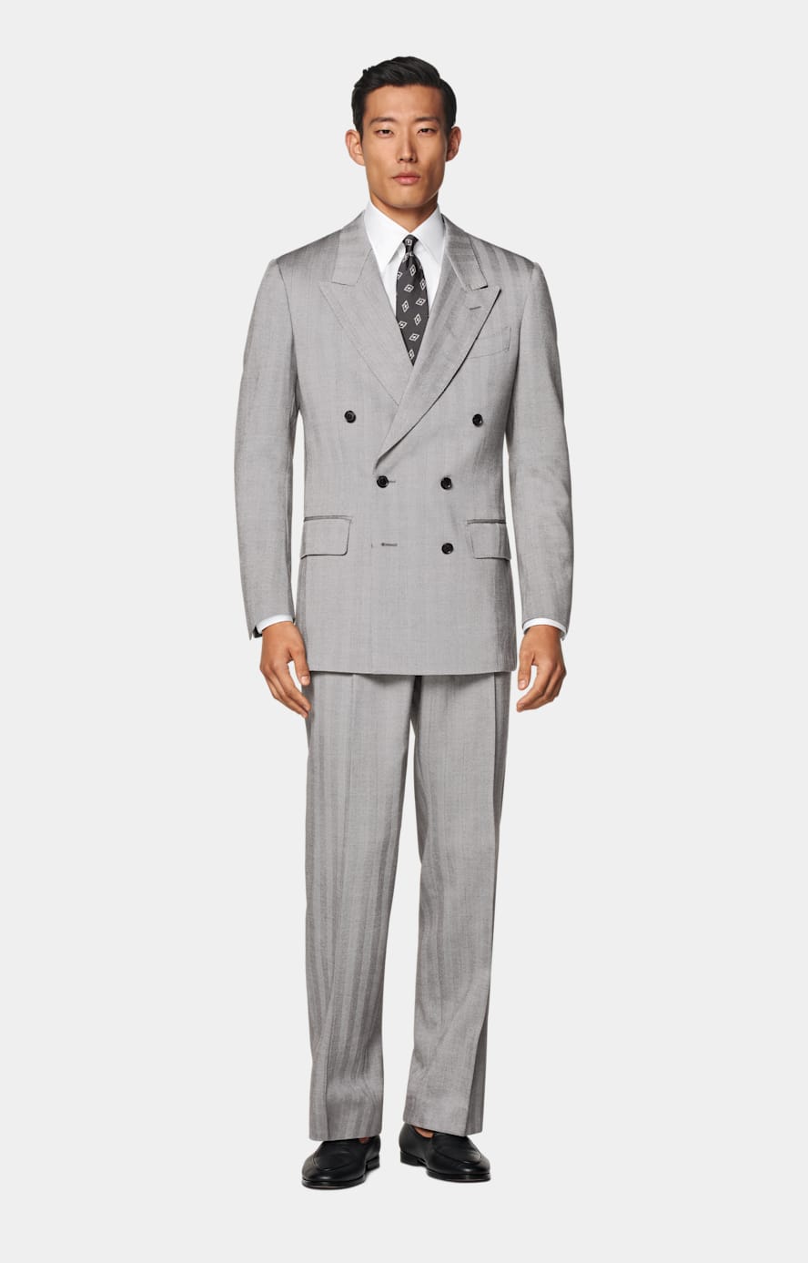 Costume Milano coupe Tailored gris à chevrons