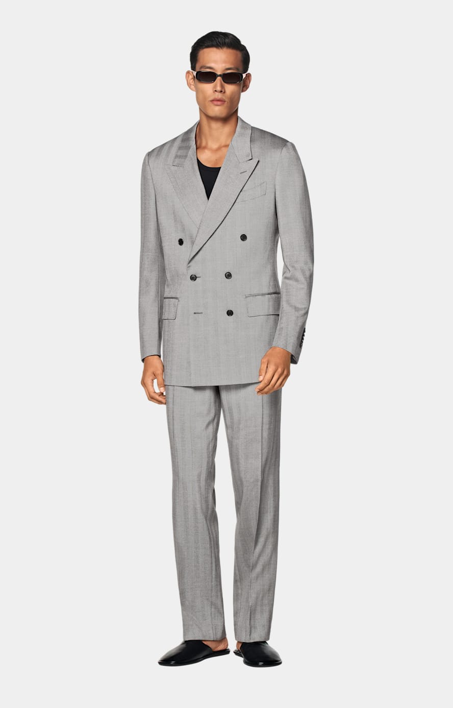 Costume Milano coupe Tailored gris à chevrons