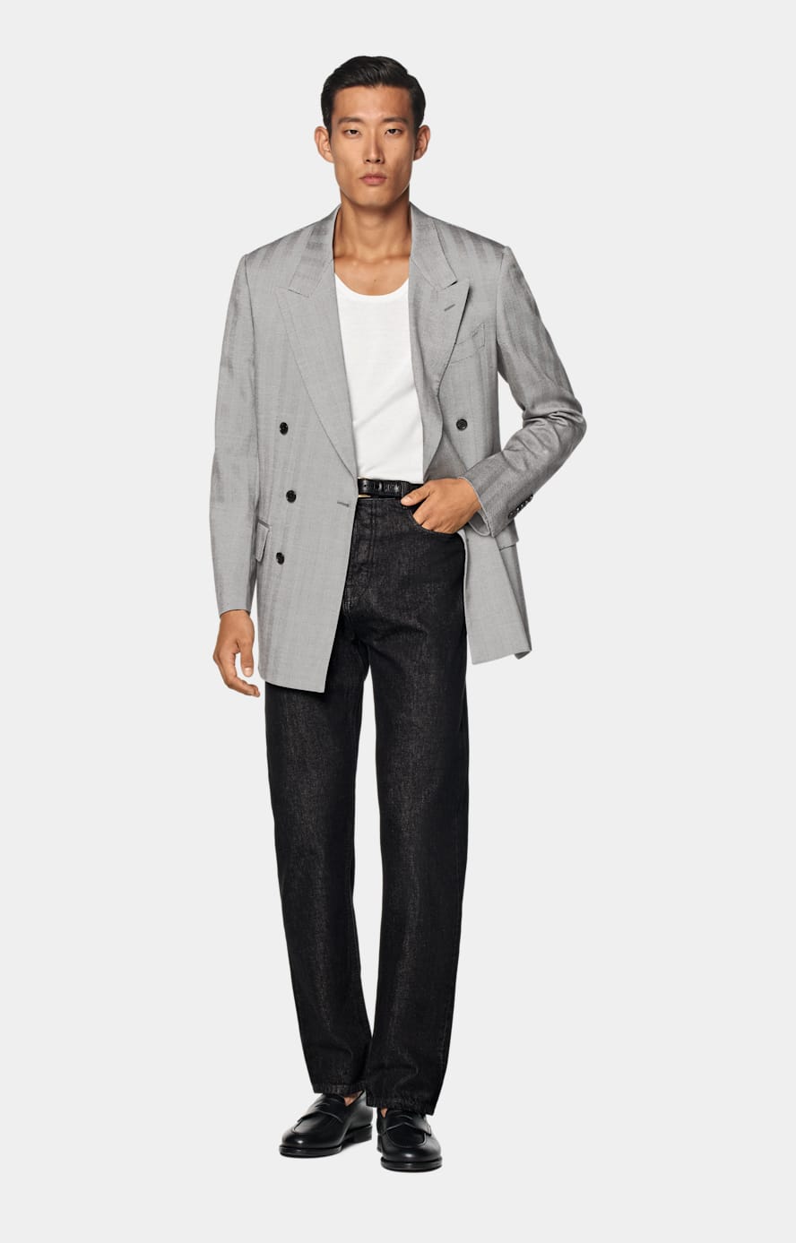 Costume Milano coupe Tailored gris à chevrons