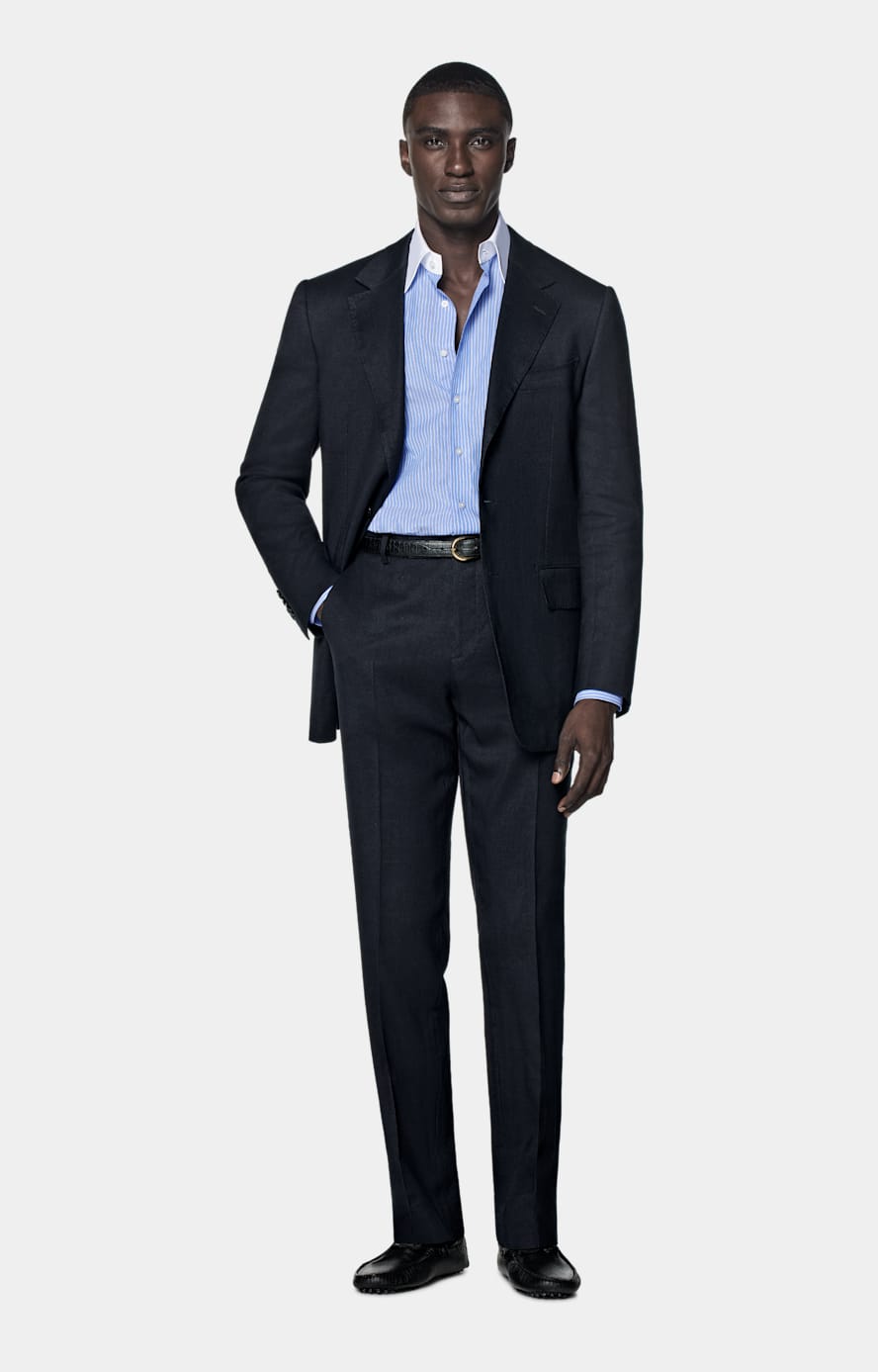Light Blue Striped Tailored Fit Shirt