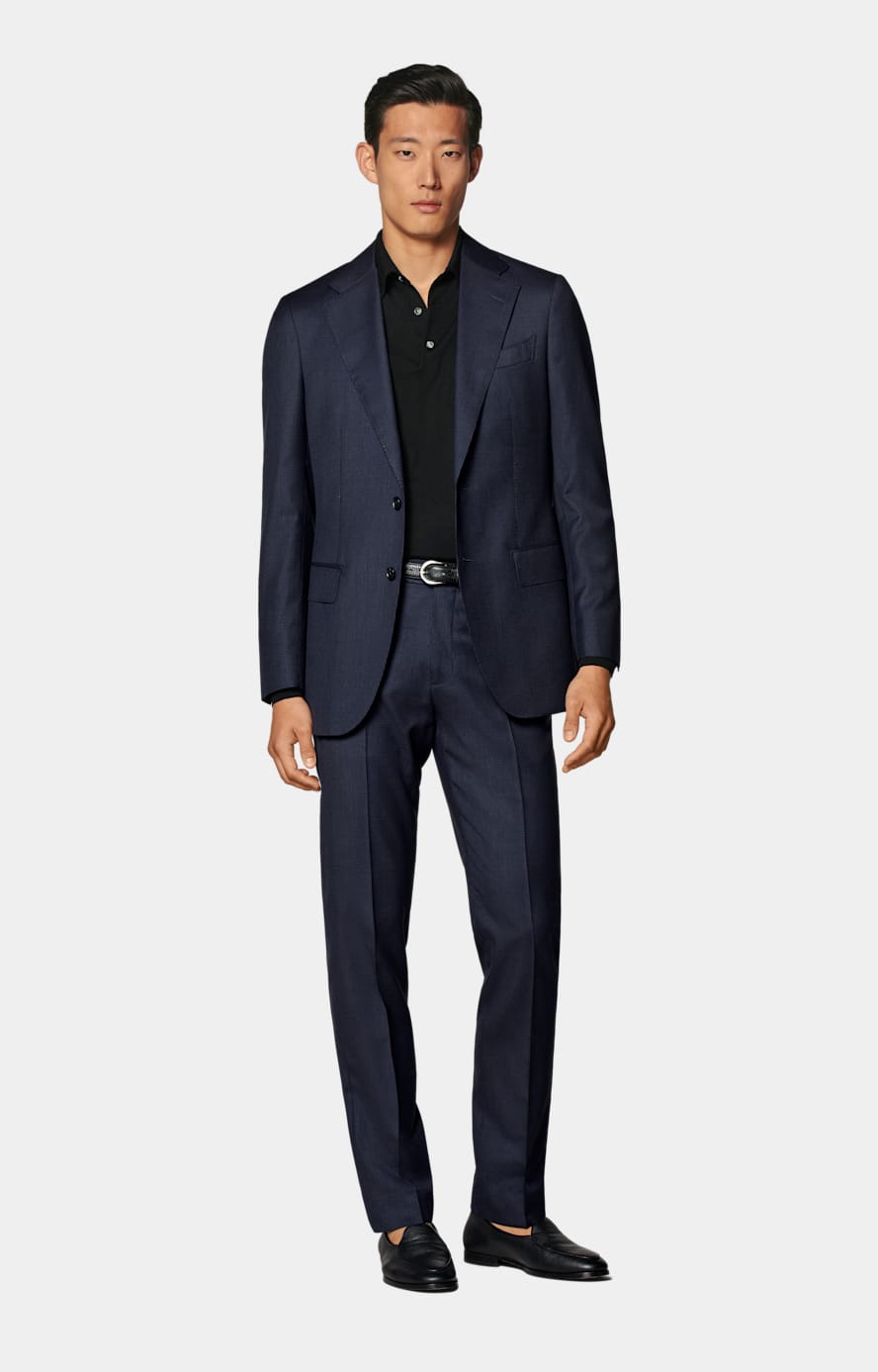 Navy Houndstooth Tailored Fit Havana Suit