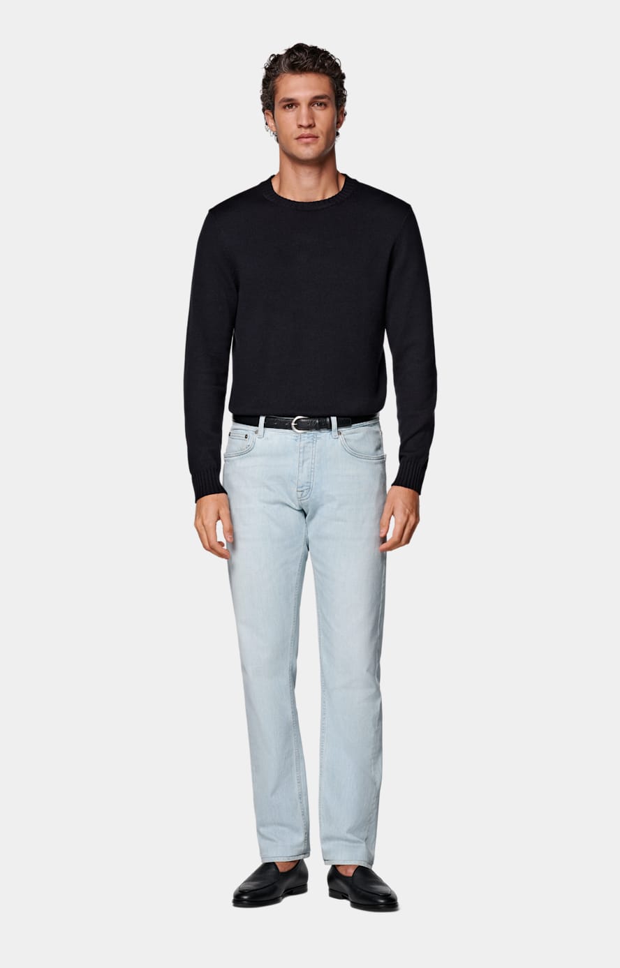  Light Blue Slim Leg Tapered Jeans