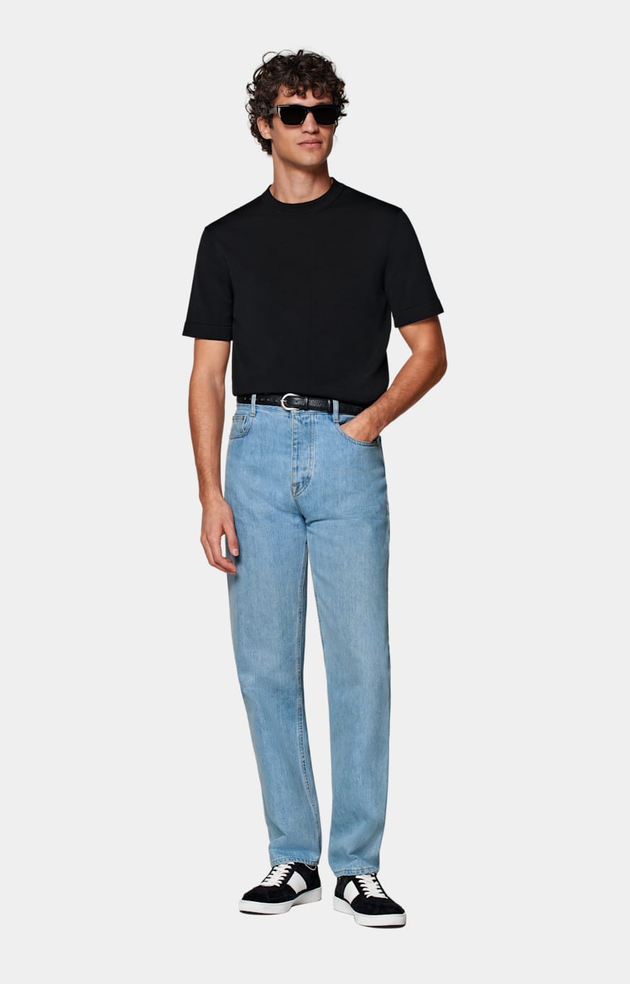 Light Blue Straight Leg Jeans